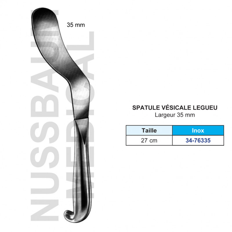 Spatule vésicale Legueu 27 cm largeur 35mm