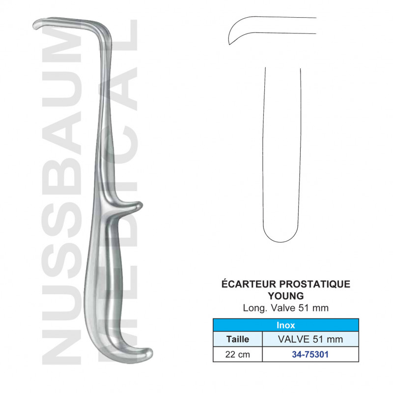Ecarteur prostatique Young 22 cm valve 51 mm Ecarteur prostatique Young 22 cm valve 51 mm