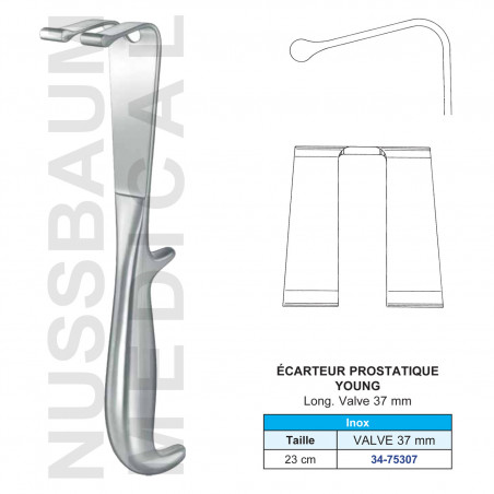 Ecarteur prostatique Young 23 cm valve 37 mm distribué par Nussbaum Médical