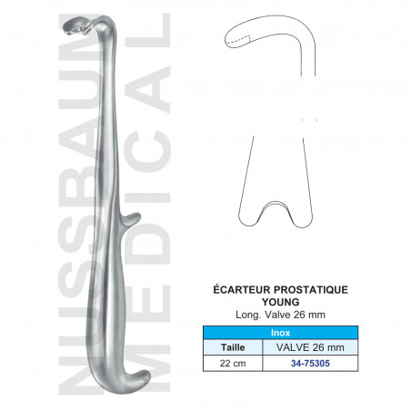 Ecarteur prostatique Young 22 cm valve 26 mm distribué par Nussbaum Médical