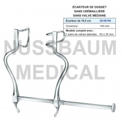Ecarteur Gosset sans cémaillère ni valve médiane distribué par Nussbaum Médical