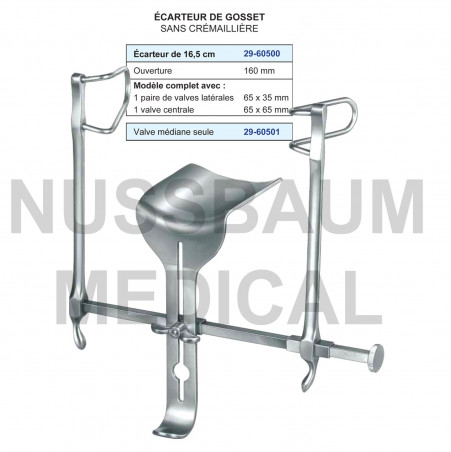 Ecarteur de Gosset sans crémaillère distribué par Nussbaum Médical