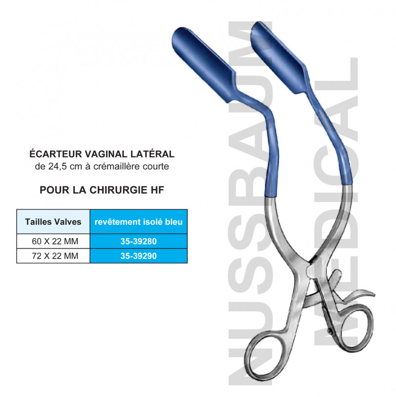 Ecarteur vaginal latéral à crémaillère courte chirurgie HF