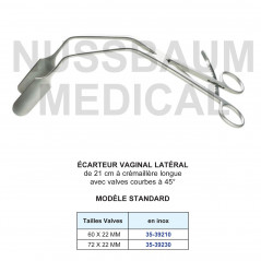 Ecarteur vaginal latéral en inox