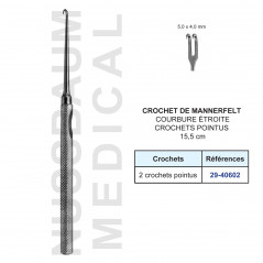 Crochet de Mannerfelt 15,5 cm courbure étroite 1 crochet pointu