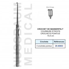 Crochet de Mannerfelt 15,5 cm courbure étroite 1 crochet pointu