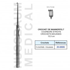 Crochet de Mannerfelt 15,5 cm courbure étroite 3 crochets mousses distribué par Nussbaum Médical