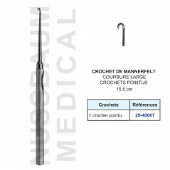 Crochet de Mannerfelt 15,5 cm courbure large 1 crochet pointu