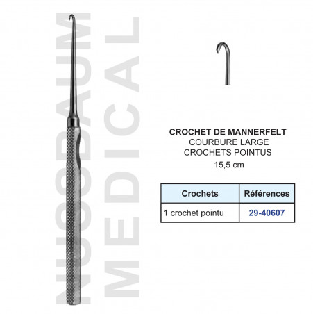 Crochet de Mannerfelt 15,5 cm courbure large 1 crochet pointu
