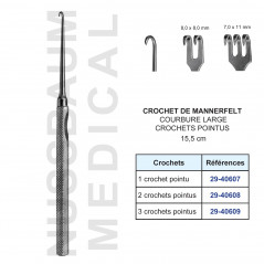 Crochet de Mannerfelt 15,5 cm courbure large 1 crochet pointu