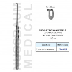 Crochet de Mannerfelt 15,5 cm courbure large 1 crochet mousse