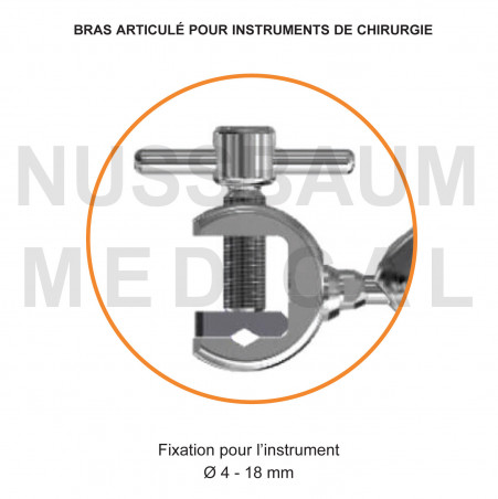 Bras articulé pour instruments de chirurgie avec colonne droite