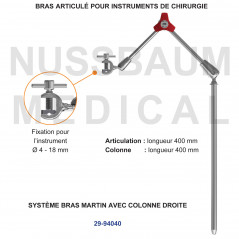 Bras articulé pour instruments de chirurgie avec colonne droite