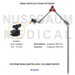 Bras articulé pour optiquesde chirurgie avec colonne droite