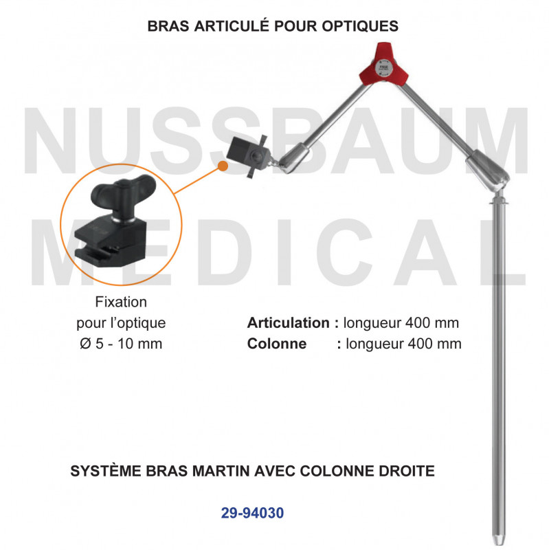 Bras articulé pour optiques avec colonne droite