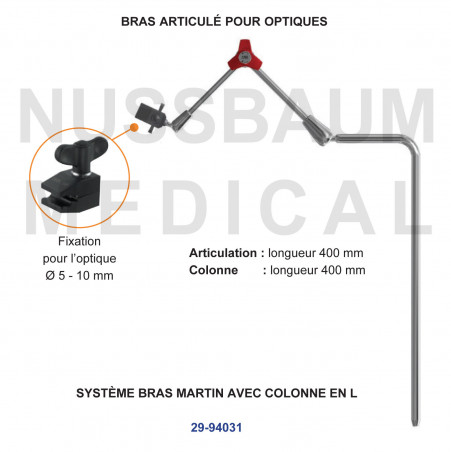 Bras articulé pour optiques avec colonne en L