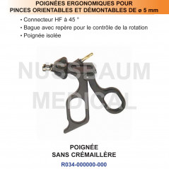 Poignée pour pince de laparoscopie sans crémaillère distribuée par Nussbaum Médical