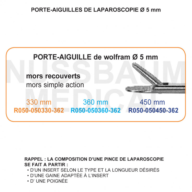 Inserts ø 5 mm porte-aiguilles de Wolfram mors simple action Inserts ø 5 mm porte-aiguilles de Wolfram mors simple action