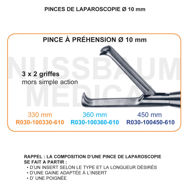 Inserts ø 10 mm pince à préhension 3x2griffes mors simple action