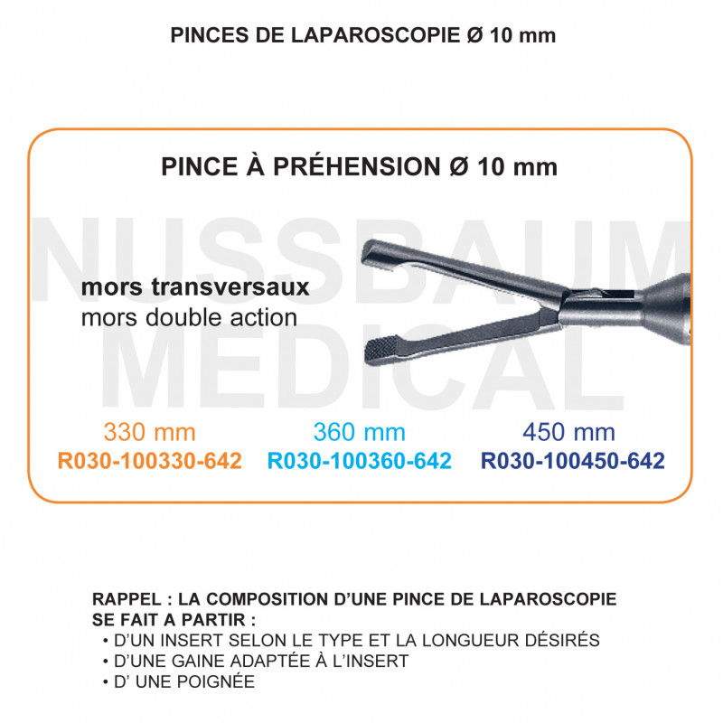 Inserts ø 10 mm pince à préhension mors transversaux double action