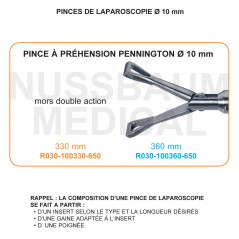 Inserts ø 10 mm pince à préhension Pennington mors double action distribués par Nussbaum Médical