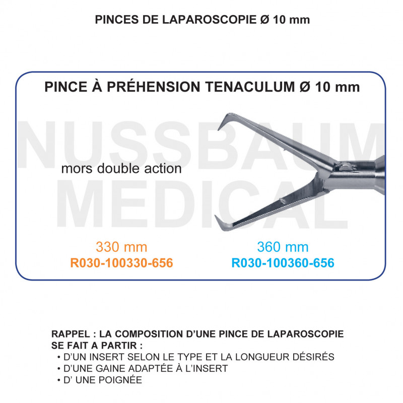 Inserts ø 10 mm pince à préhension Tenaculum mors double action