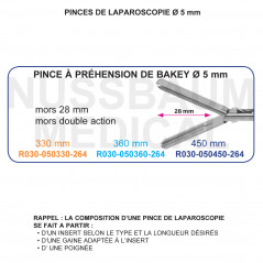 Inserts ø 5 mm pince à préhension DeBakey mors double action distribué par Nussbaum Médical