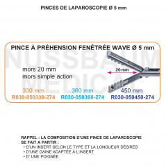 Inserts ø 5 mm pince à préhension Wave simple action distribué par Nussbaum Médical