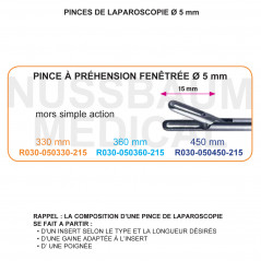 Inserts  ø 5mm préhension  Mors fenêtré simple action distribué par Nussbaum Médical