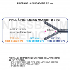 Inserts ø 5 mm pince à préhension MaxiGrip mors double action distribué par Nussbaum Médical