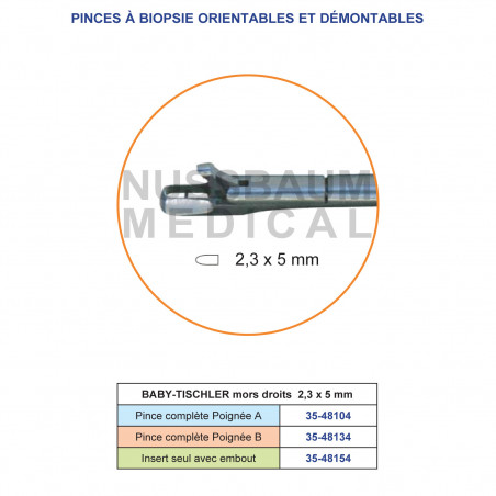 Baby-Tischler pince à biopsie orientable et démontable mors droits distribués par Nussbaum Médical
