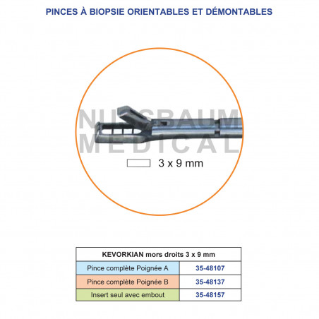 Kevorkian pince à biopsie orientable et démontable mors droits distribuée par Nussbaum Médical