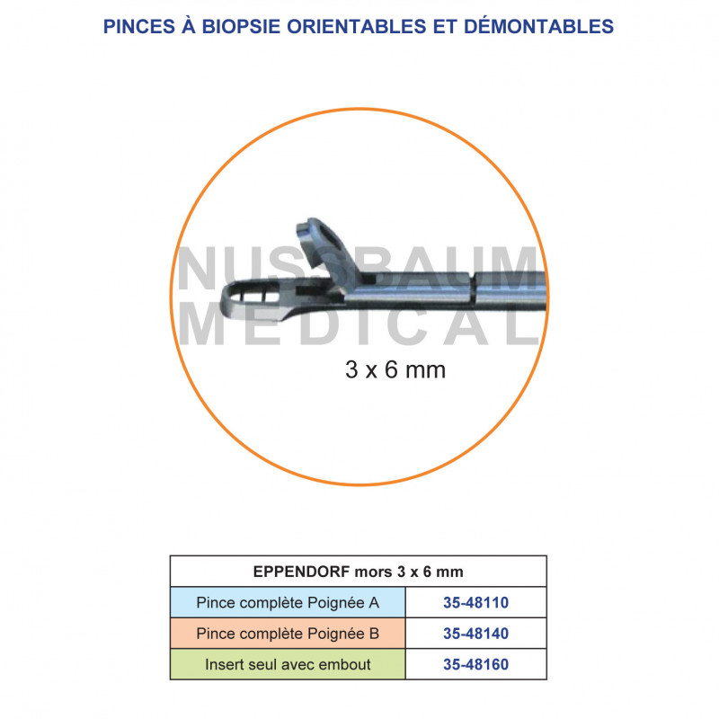 Eppendorf pince à biopsie orientable et démontable