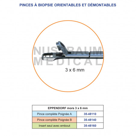 Eppendorf  pince à biopsie orientable et démontable mors 3 x 6 mm distribuée par Nussbaum Médical