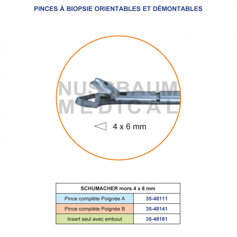 Schumacher pince à biopsie orientable et démontable 23 cm