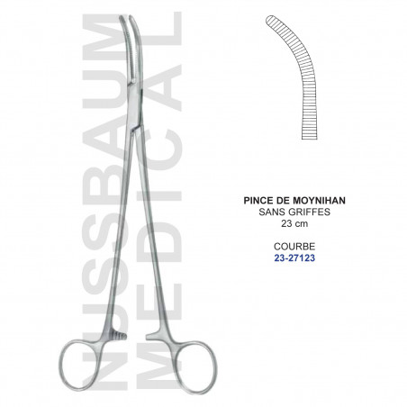 Pince de Moynihan 23 cm Sans Griffes courbe distribuée par Nussbaum Médical