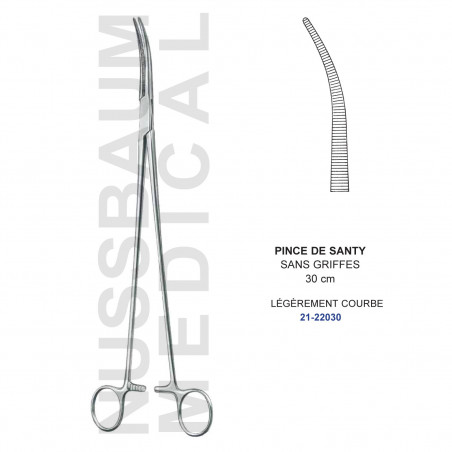 Pince de Santy Sans Griffes 30 cm légèrement courbe distribuée par Nussbaum Médical