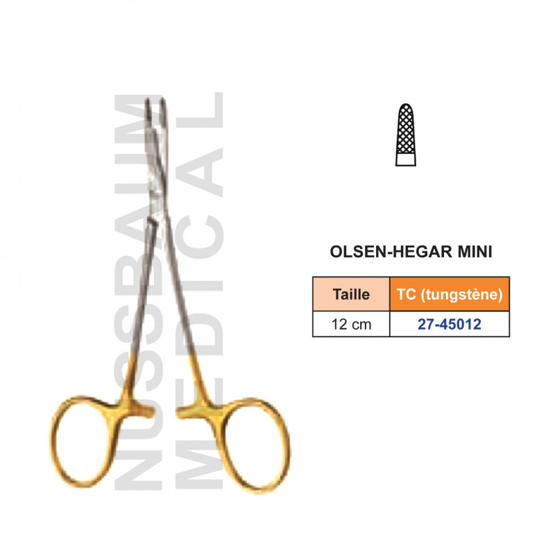 Porte-aiguille Olsen-Hegar Mini tungstène TC 12cm Porte-aiguille Olsen-Hegar Mini tungstène TC 12cm