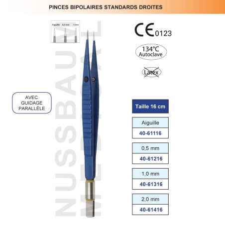 Pince bipolaire Premium droite 16 cm distribuée par Nussbaum Médical