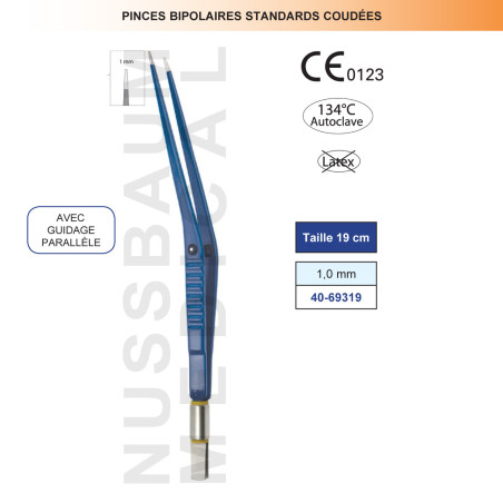 Pince bipolaire Premium angulée 19 cm distribuée par Nussbaum Médical