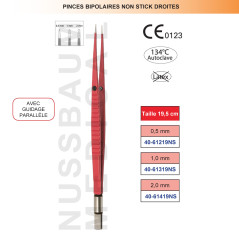 Pince bipolaire NON-STICK droite 19,5 cm