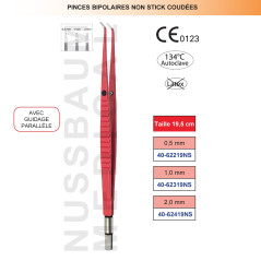 Pince bipolaire NON-STICK coudée 19,5 cm