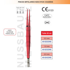 Pince bipolaire NON-STICK coudée 22 cm